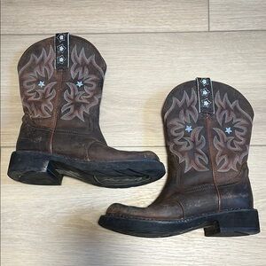 Ariat Womans Driftwood Brown Brown Western Cowboy Boots Star size 8.5 B 10001132